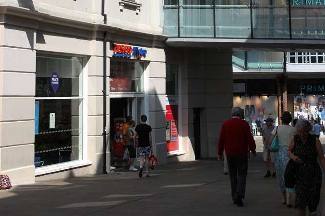 The spikes are currently on a ledge outside the front of the Tesco store in Whitfriars Shopping Centre, Canterbury