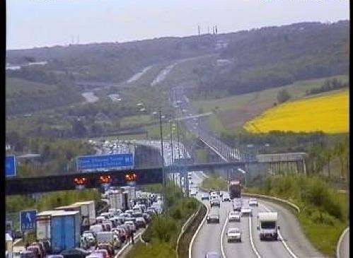 Traffic on the coast-bound lane of the M2 following accident