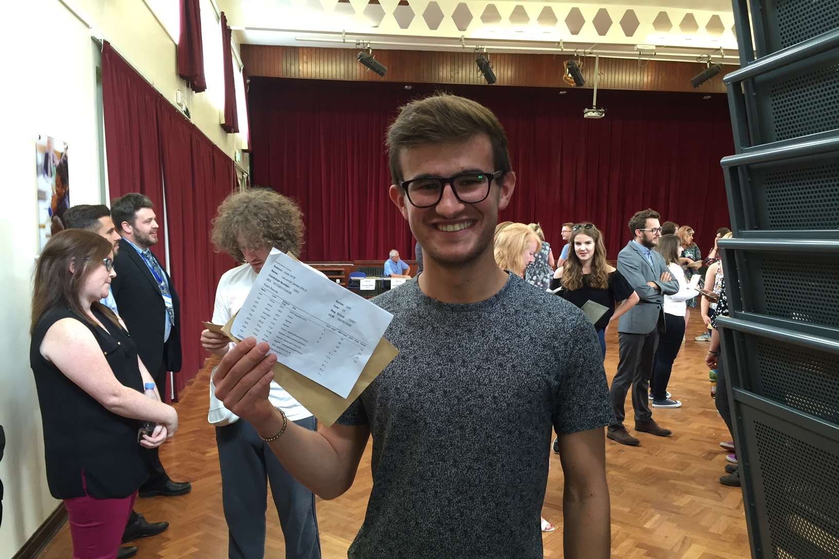 Laurence Wild gets his results at St Simon Stock Catholic School