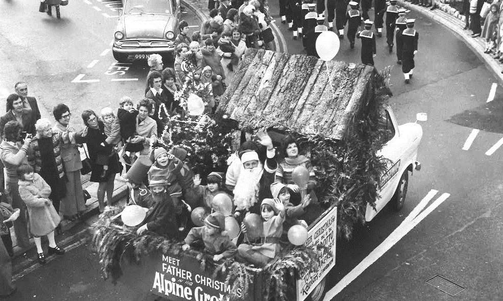 David as Santa, arriving in Torquay in 1970