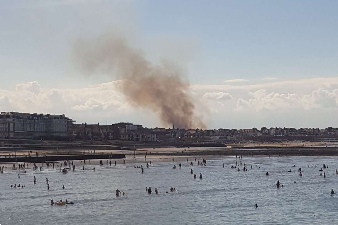 Smoke from a field fire in Westgate-on-sea could be seen across Margate. Picture: Rob Davies