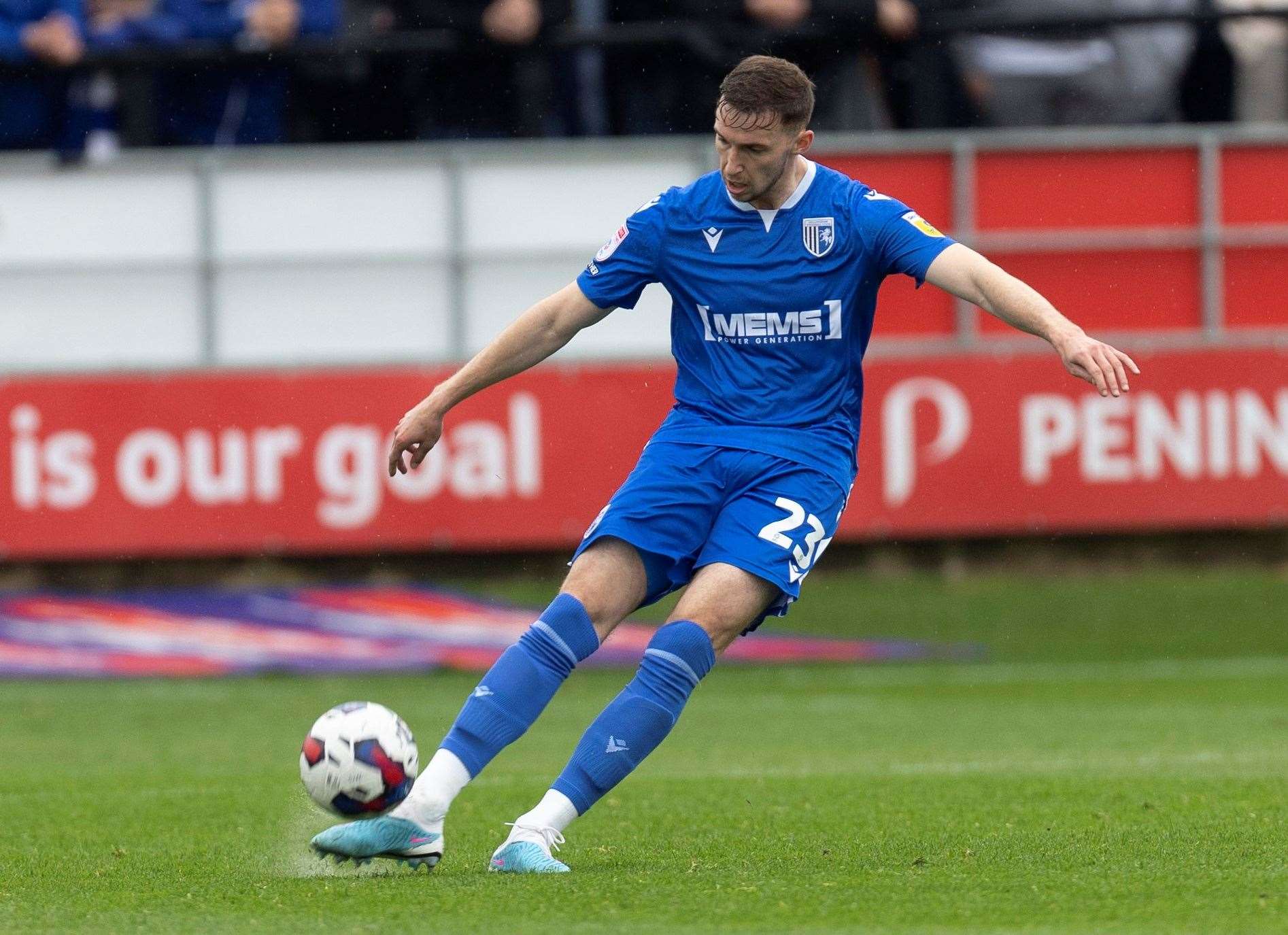 Conor Masterson clears the ball as the Gills end their season at Salford