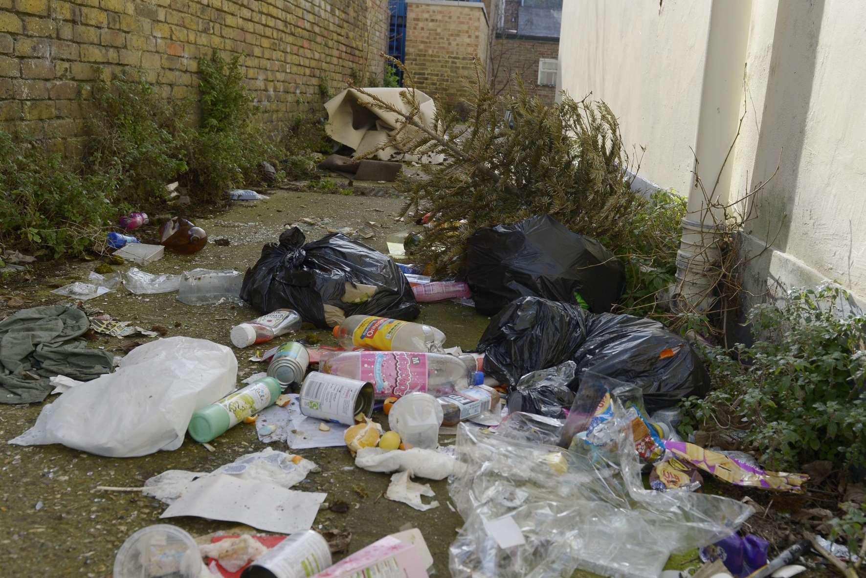 Fly tipping in an alley in Herne Bay