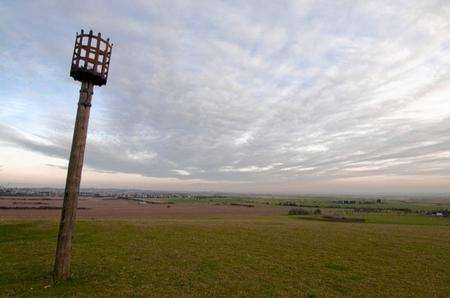 The beacon and the view from the top of Furze Hill