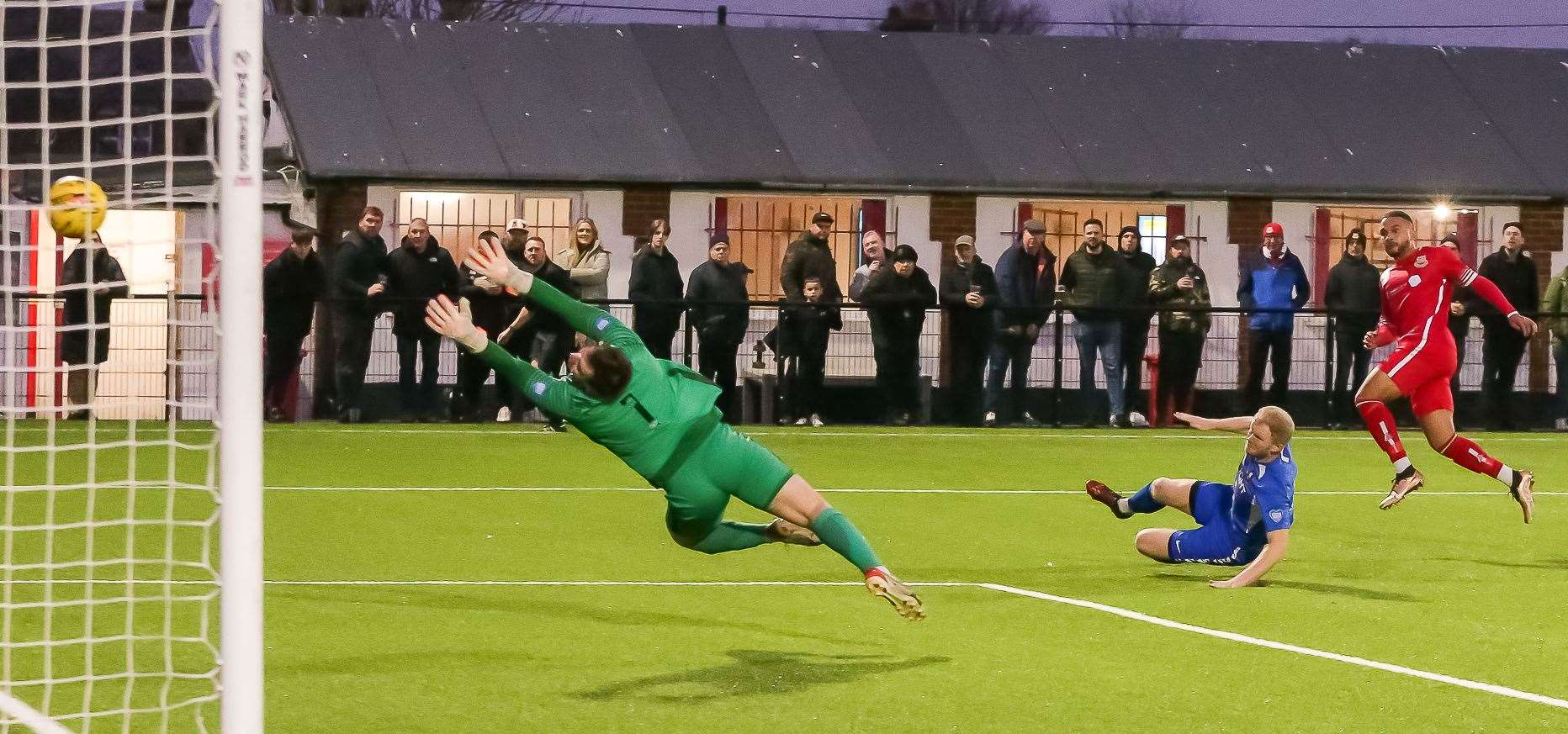 Dean Grant adds a late second in Whitstable's 2-0 weekend win against Tunbridge Wells. Picture: Les Biggs