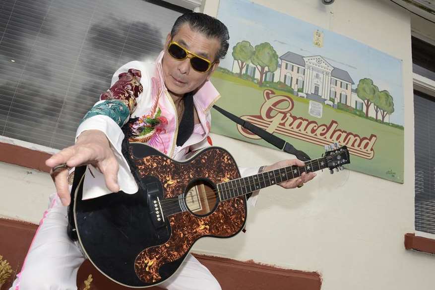 Elvis fanatic Tang Ma has erected a Graceland sign outside his bar