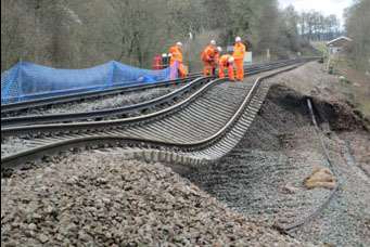 A landslide at Stonegate is causing disruption on the Tonbridge line. Picture: Southeastern
