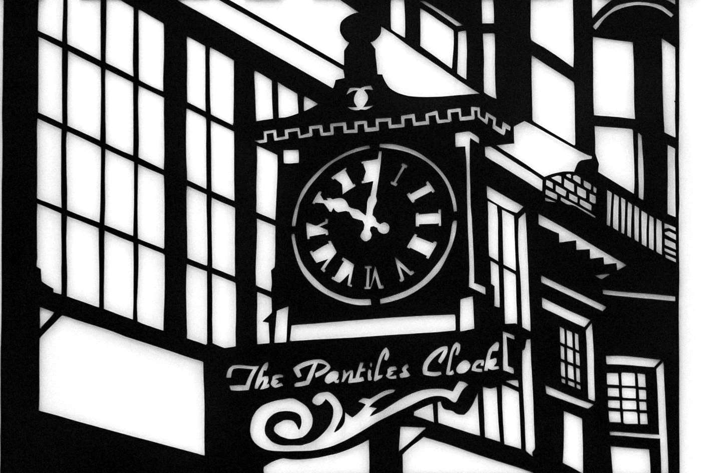 The papercut art of the Pantiles Clock will be hung on the wall in the office of Mayor of Wiesbaden