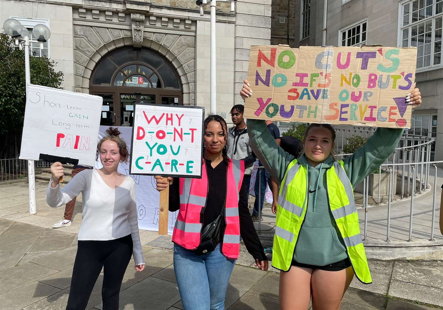 Youth groups protested outside County Hall in Maidstone over proposed cuts