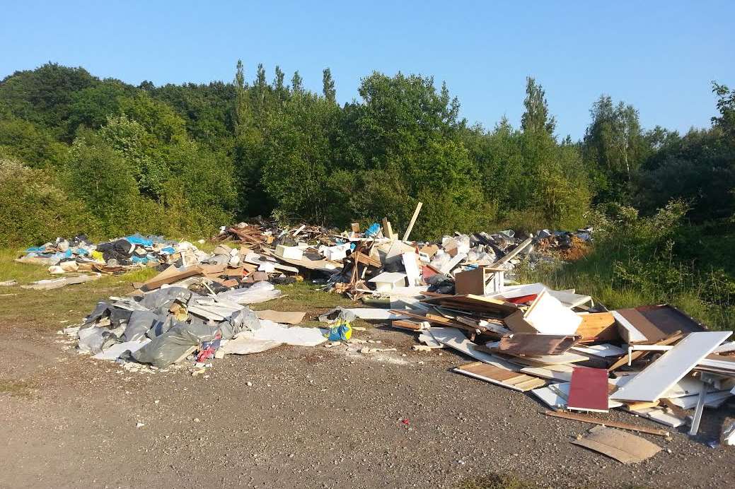 Fly-tipping on the former Mabledon Hospital site in Darenth Country Park