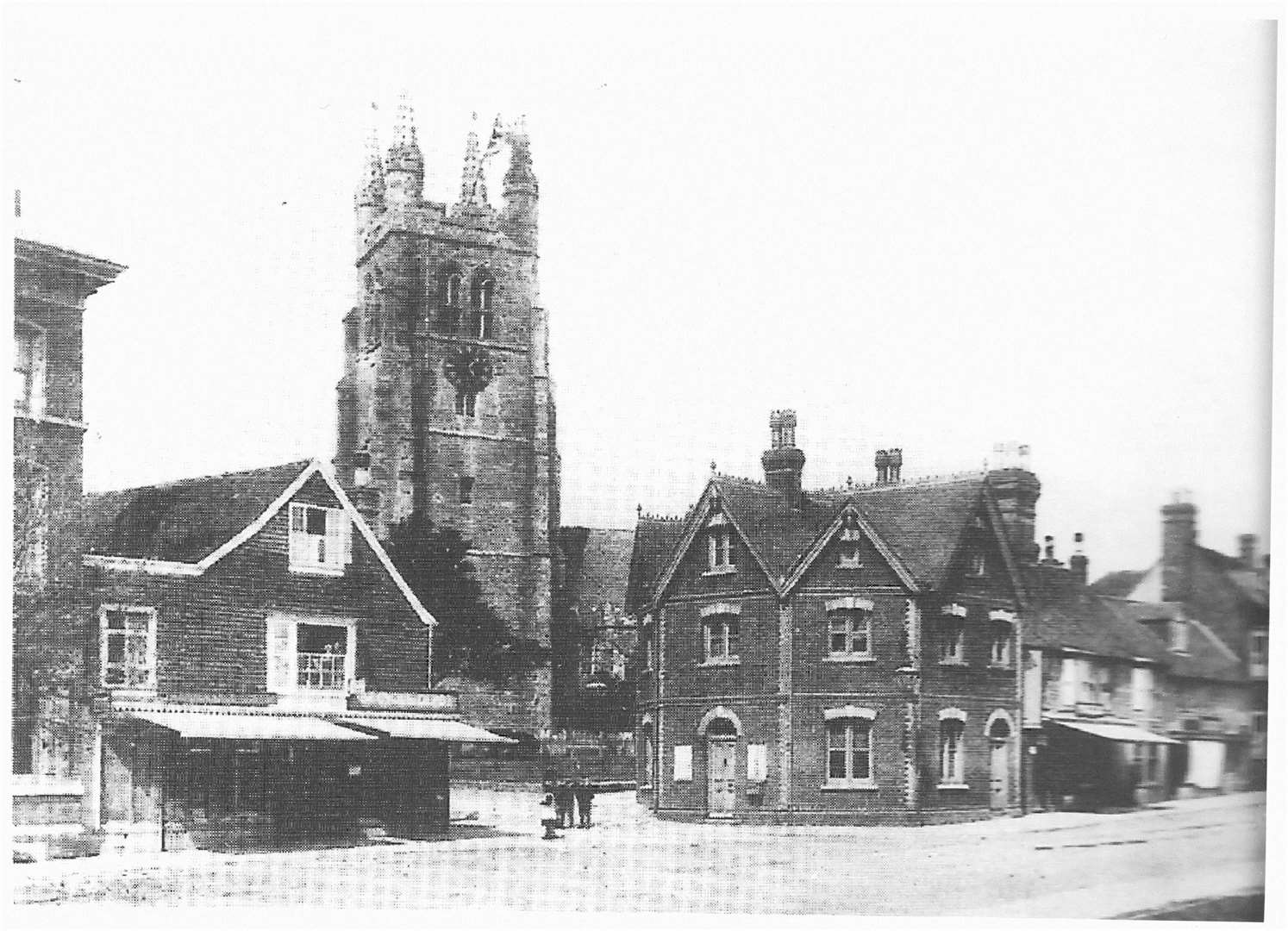 Tenterden Police Station photographed with St Mildred's Church in the background in the 1880s. Picture: Christine Hickmott-Arnold