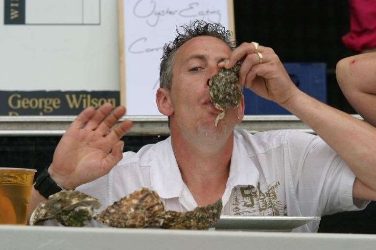 Nev Hatton, who won the oyster eating competition