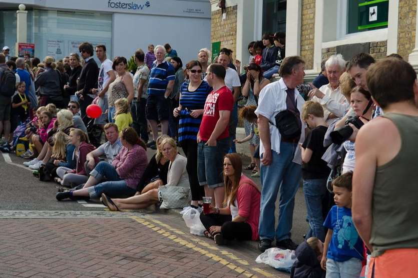 Crowds gather at the start of the Broadstairs Folk Festival