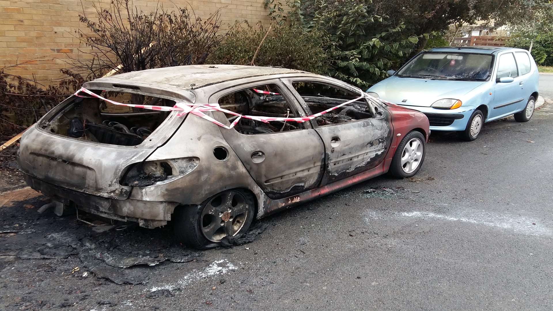 A car was set alight by arsonists in the Stanhope area of Ashford