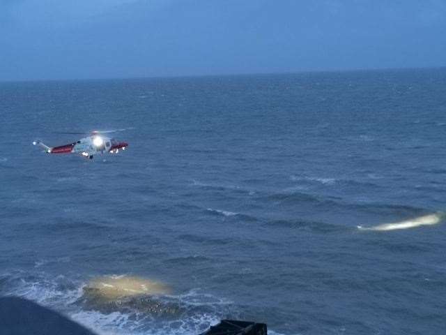 The coastguard rescue helicopter near Shakespeare Cliff in Dover today. Picture by Jack Stevenson. (24848479)