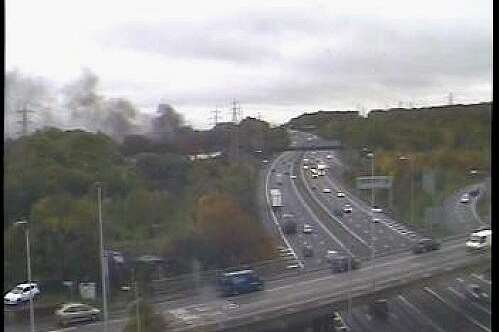 Plumes of smoke can be seen for miles. Picture: Highways Agency