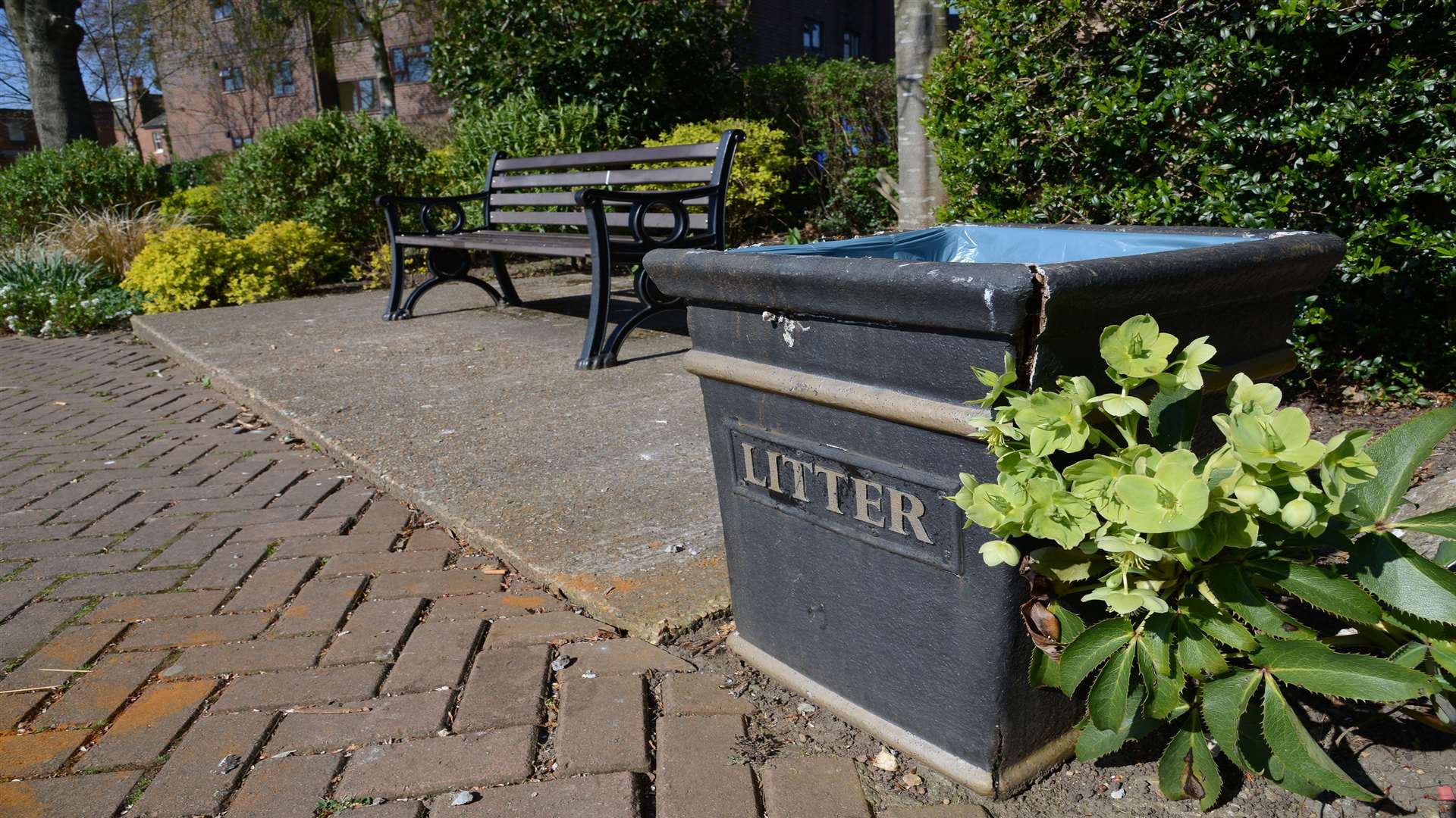 Litter bins are provided throughout the town
