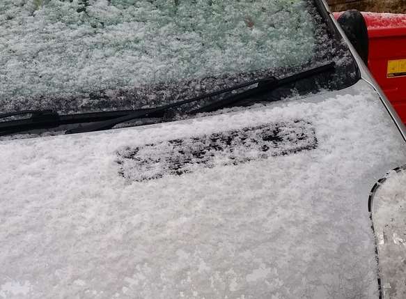 A snow covered car in Tunbridge Wells yesterday. Picture: Michael Bull
