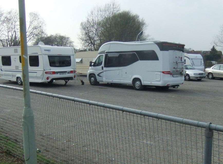 Camper vans and caravans at Ashford Rugby Club. Picture: Andy Clark