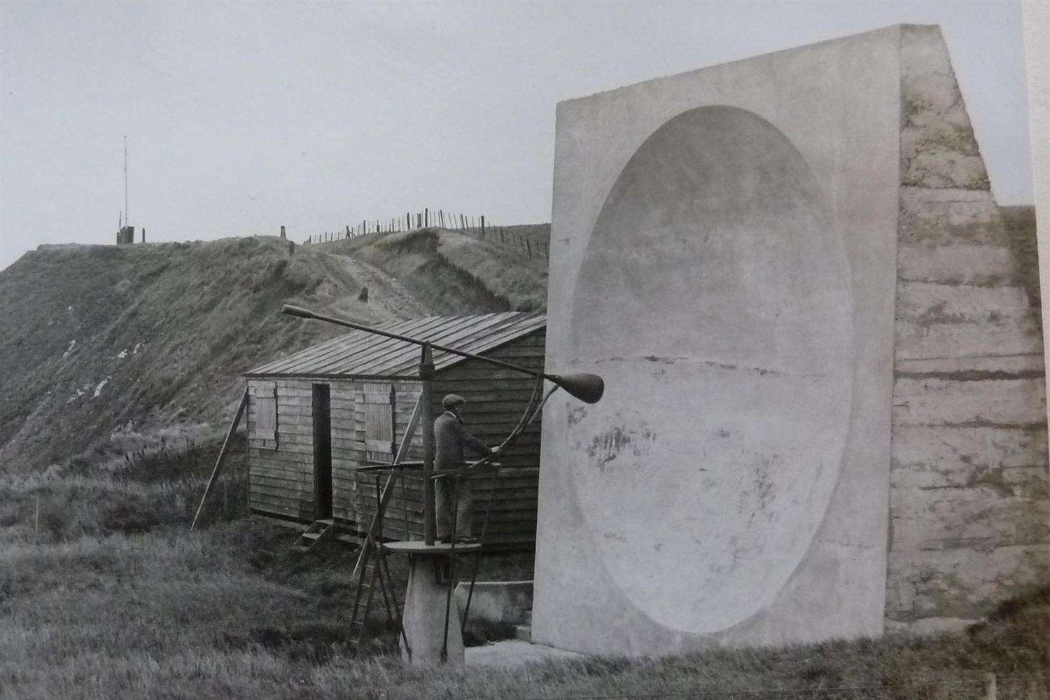 Example of sound mirror in use at Abbott's Cliff