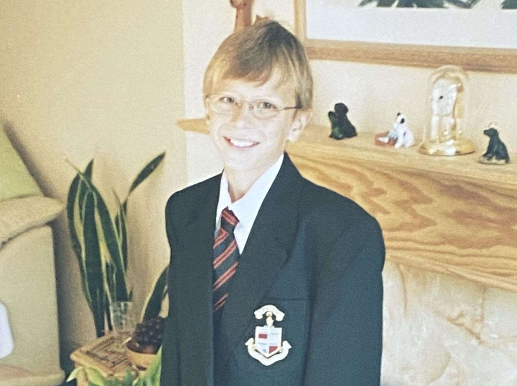 James on his first day at the Harvey Grammar