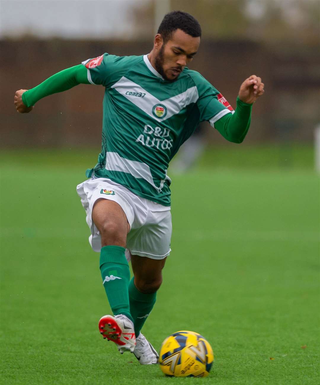 Former Ashford defender Tariq Ossai made his Town debut in Medway. Picture: Ian Scammell