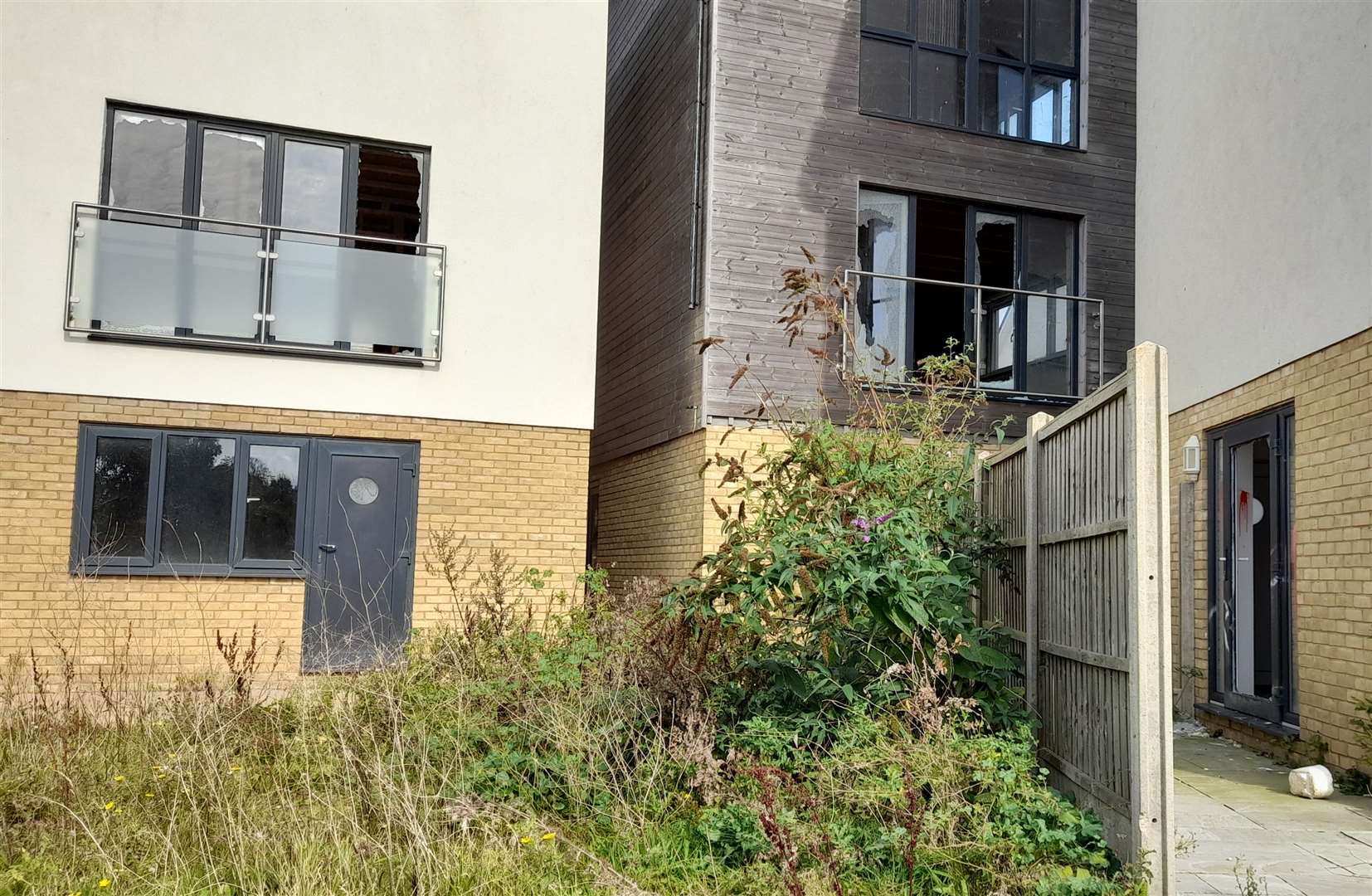 Windows are smashed across the development