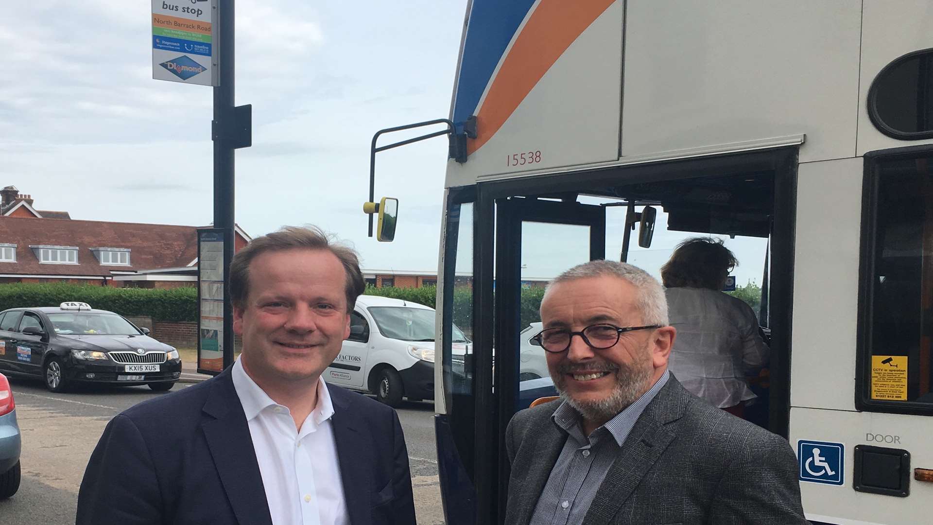 MP Charlie Elphicke with Philip Norwell of Stagecoach.