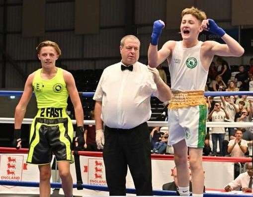 Bodyshots Boxing Gym's Tommy Dighton celebrates his English Schoolboy finals win
