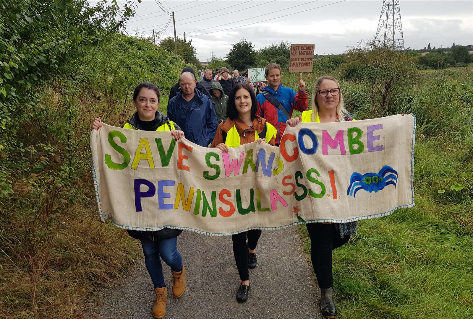 Campaigners have protested against plans to build a theme park on parts of the Swanscombe Marshes. Photo: Save Swanscombe Peninsula