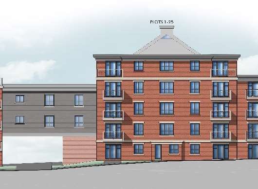 These red-brick homes were going to be erected on the former Dairy Crest site. Picture: Ashill