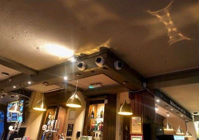 Most areas of the pub have single or double sets of CCTV, but this corner of the bar boasts three cameras