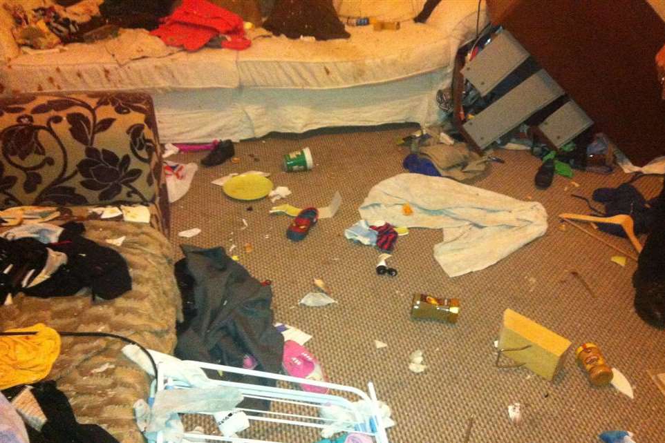 Household items were left strewn around Rebecca Shaw's home