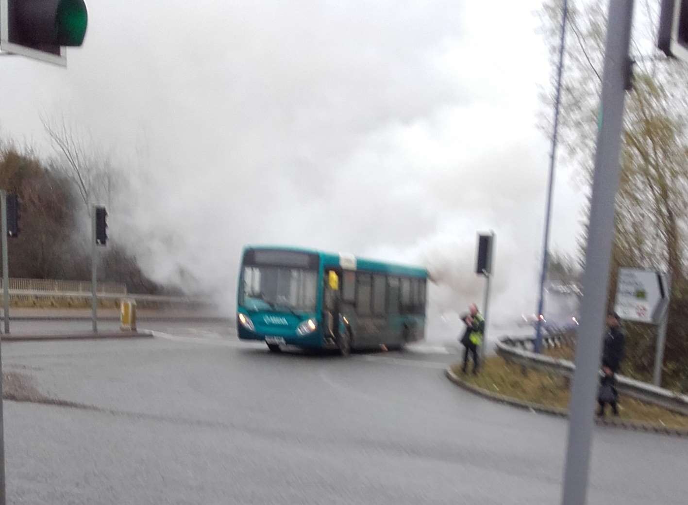 Brian Ropely was forced to get off a bus after smoke began to appear.