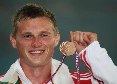 Martin Brockman with his Commonwealth Games decathlon bronze medal