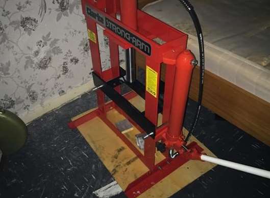 The hydraulic press used to press bricks of cocaine at Daniel Edwards' home