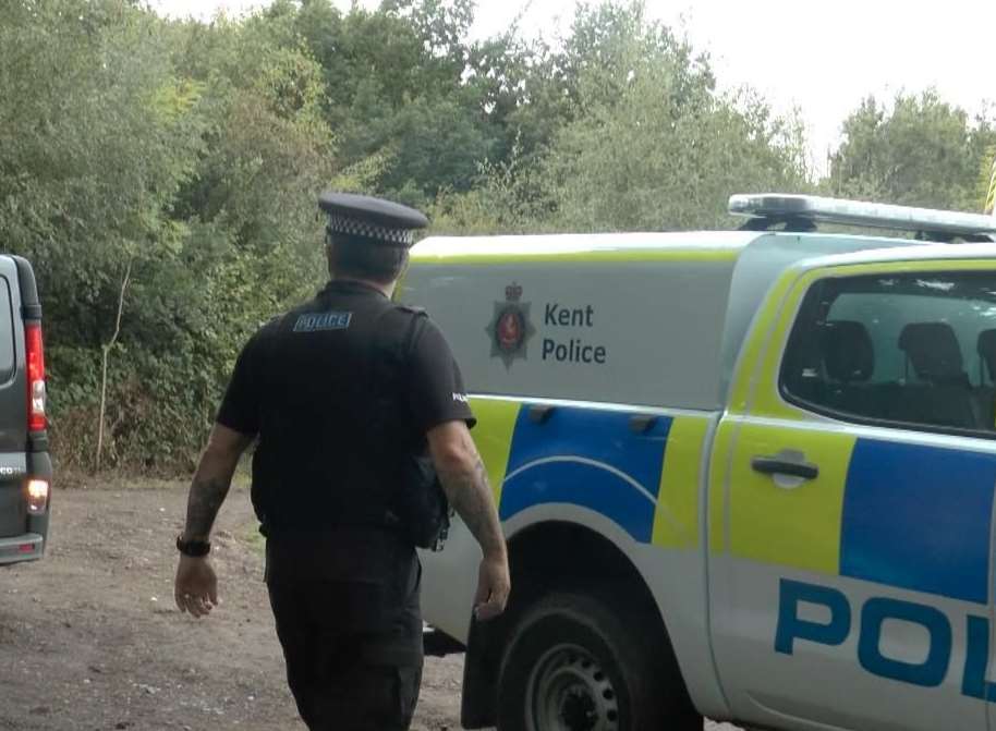 Police search the area in Brokes Wood