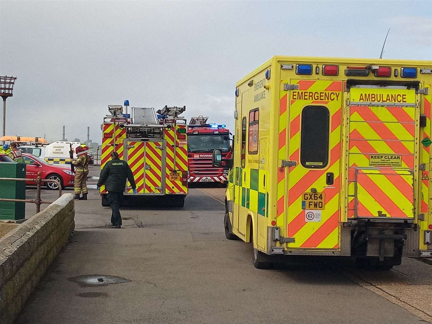 Emergency services are at Crundall's Wharf, Queenborough. Picture: Steve Harding