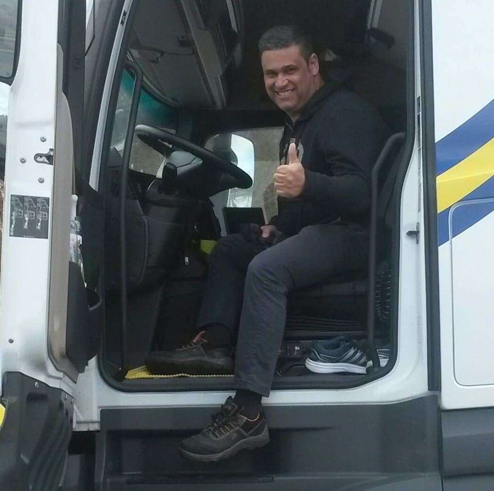 Driver Mario Pinto in the cab of his lorry. Picture: Facebook (16496346)