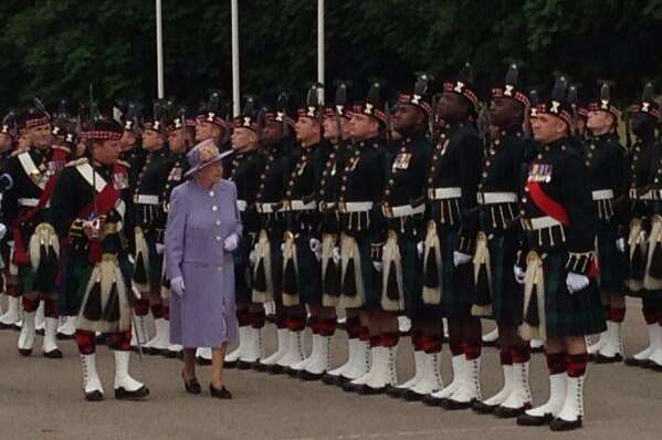 The Queen inspects the guard at Howe Barracks