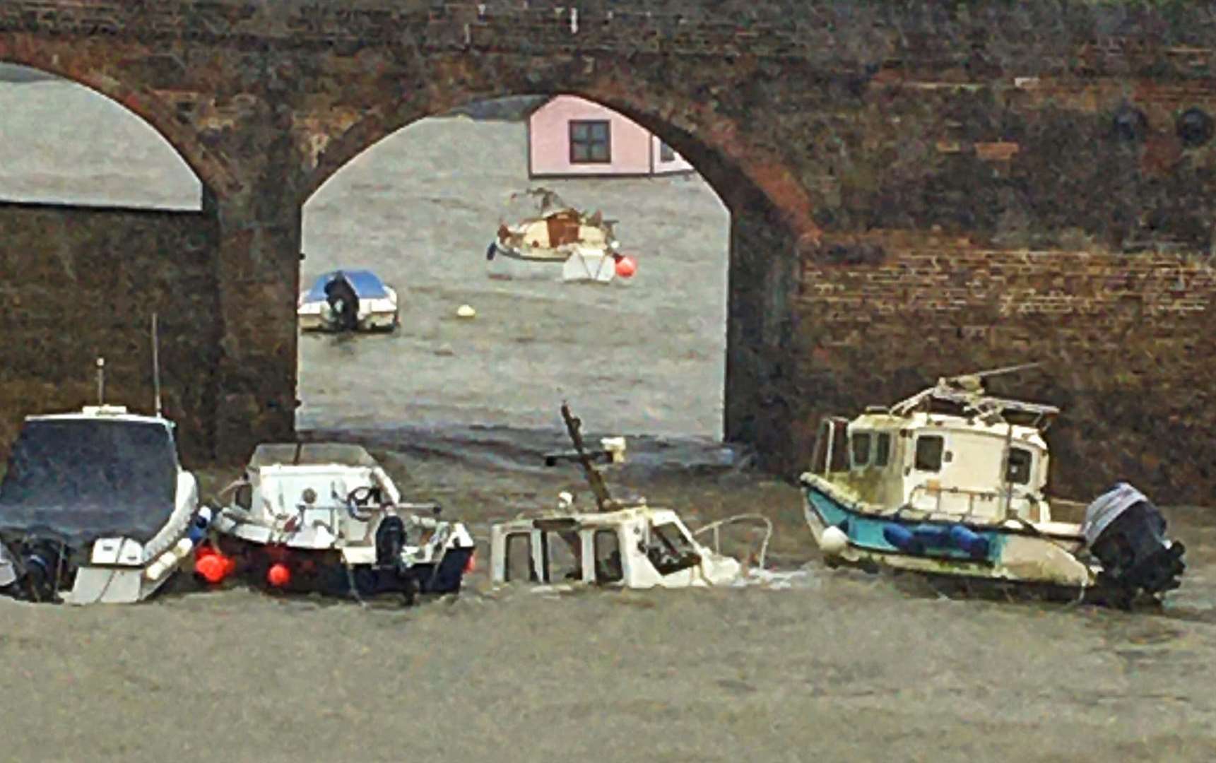 Boats have been damaged at Folkestone Harbour. Picture: David Illsley