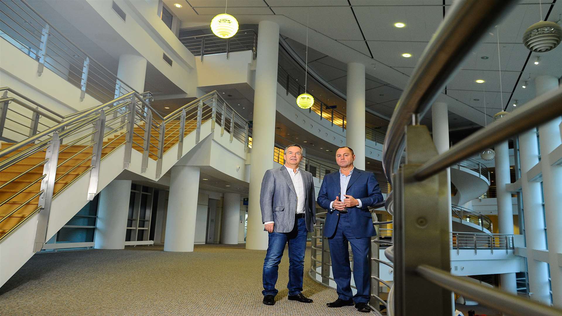 Chris Musgrave, left, and Trevor Cartner have attracted 100 tenants to move to Discovery Park since taking over the site two and a half years ago after Pfizer decided to cut its operations at the site