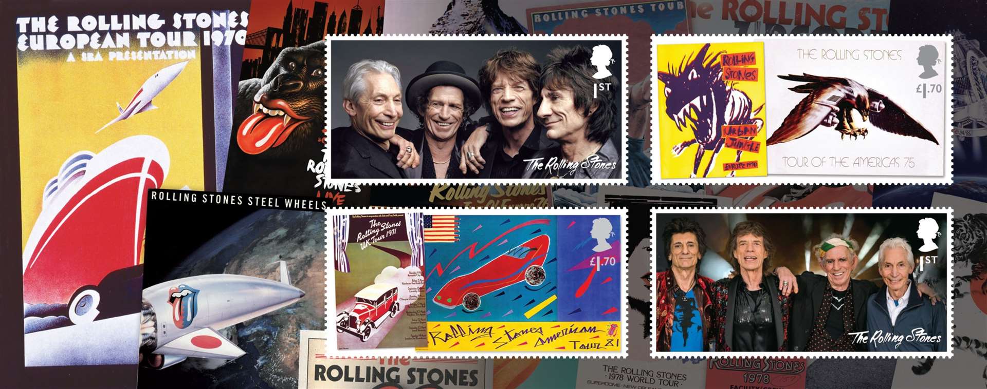 Two vintage tour posters are among the images chosen for a stamp
