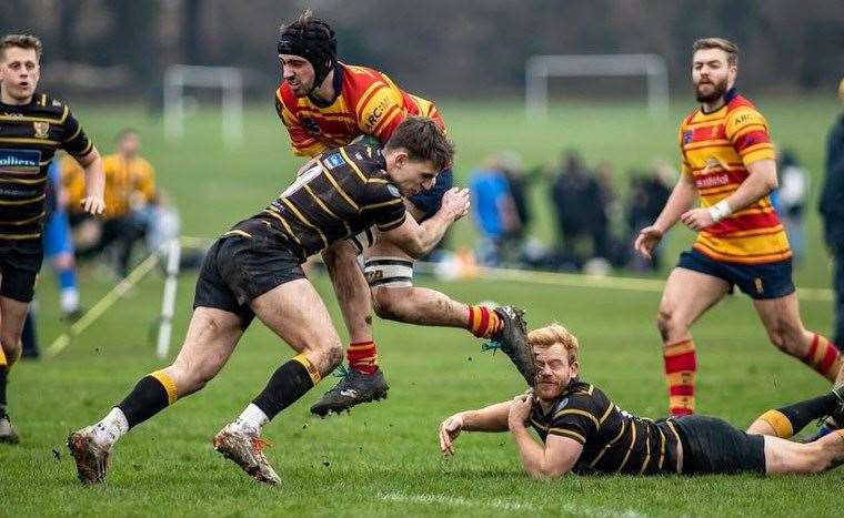 Jonah Hyde gets stuck in for Medway against London Cornish. Picture: Jake Miles Sports Photography