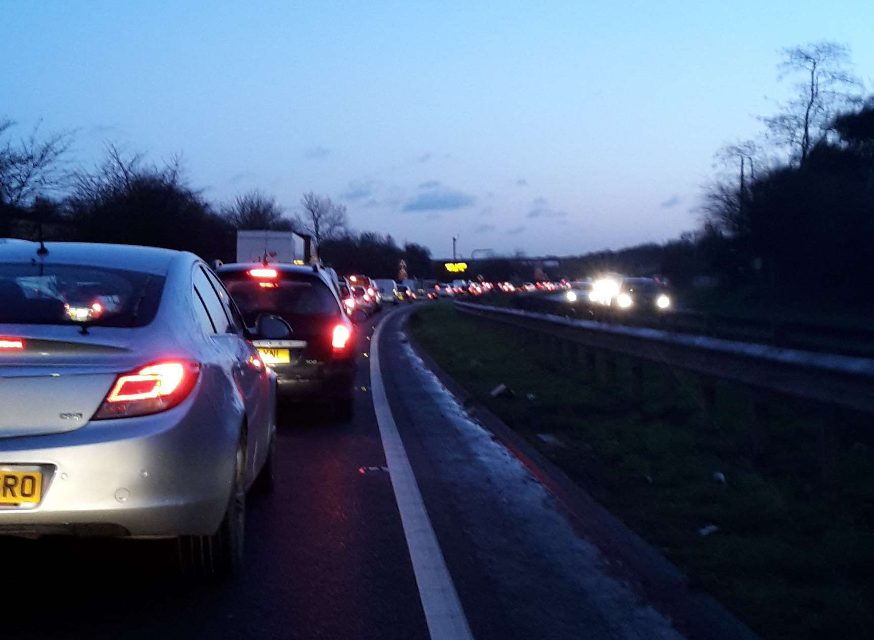Traffic queuing on the A249 at Stockbury