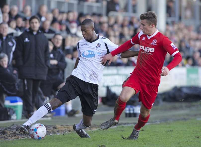 Nathan Collier in action for Dartford against Welling Picture: Andy Payton