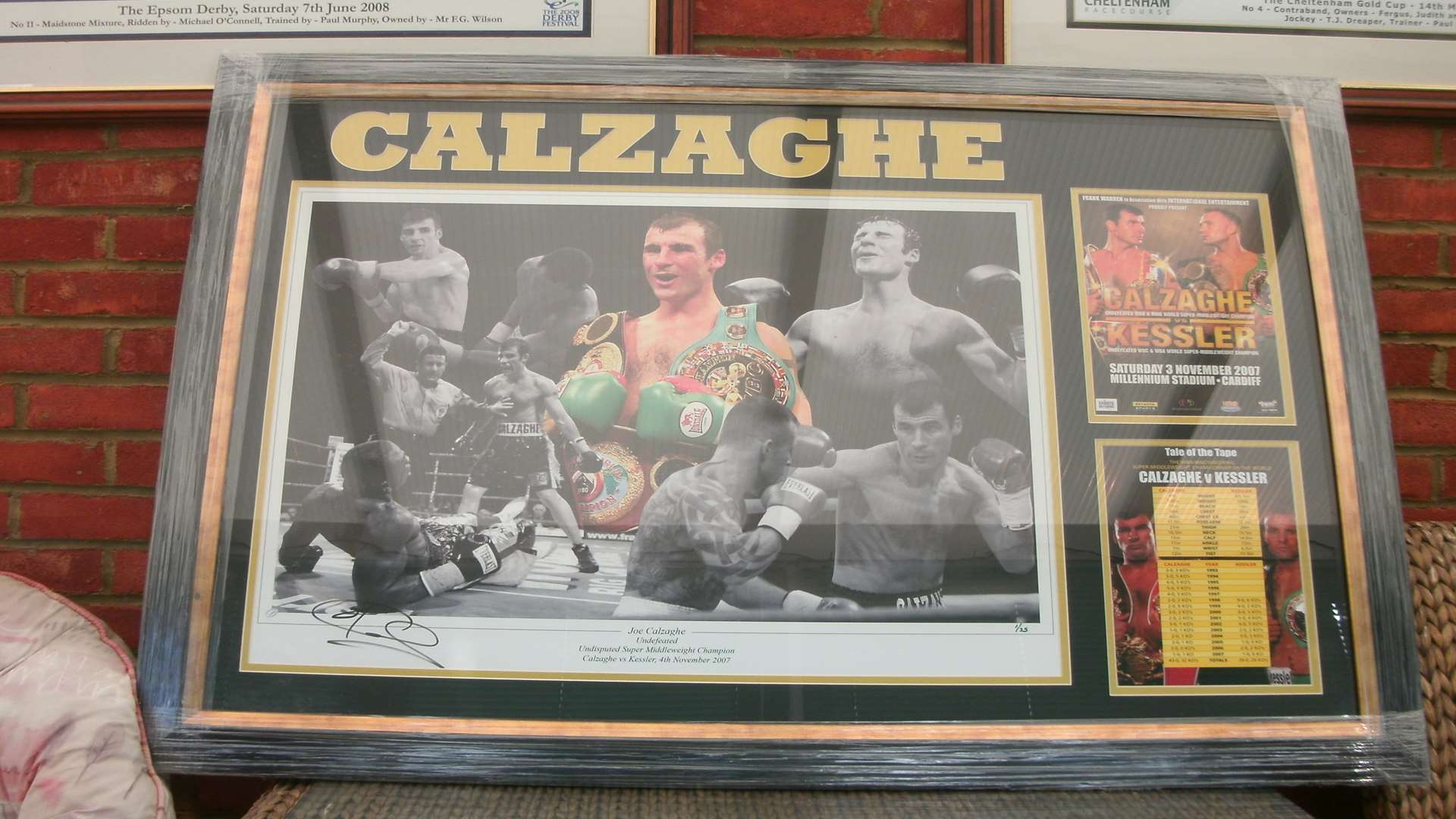The Joe Calzaghe montage, due to be auctioned on Monday