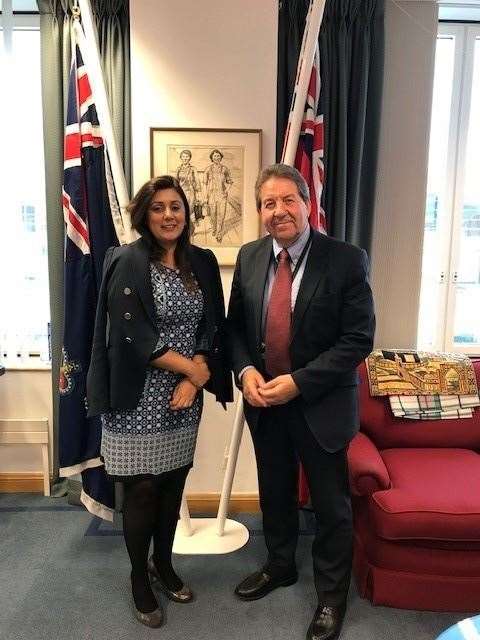 Sittingbourne and Sheppey MP Gordon Henderson with Nusrat Ghani, Parliamentary Under-Secretary of State at the Department for Transport responsible for the wreck of the SS Richard Montgomery off Sheerness (12013964)
