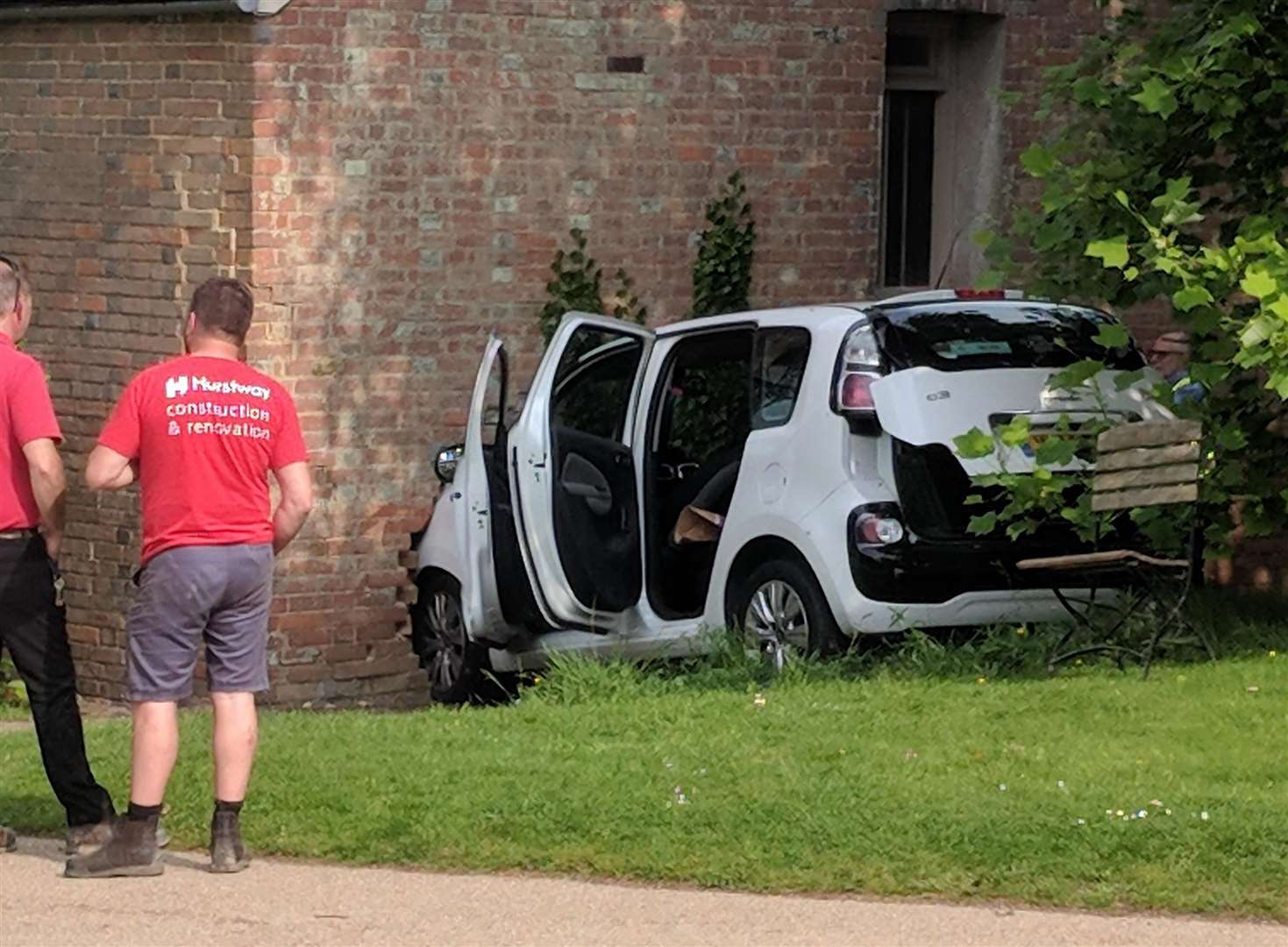 A car has crashed into the Scotney Castle tea room in Lamberhurst