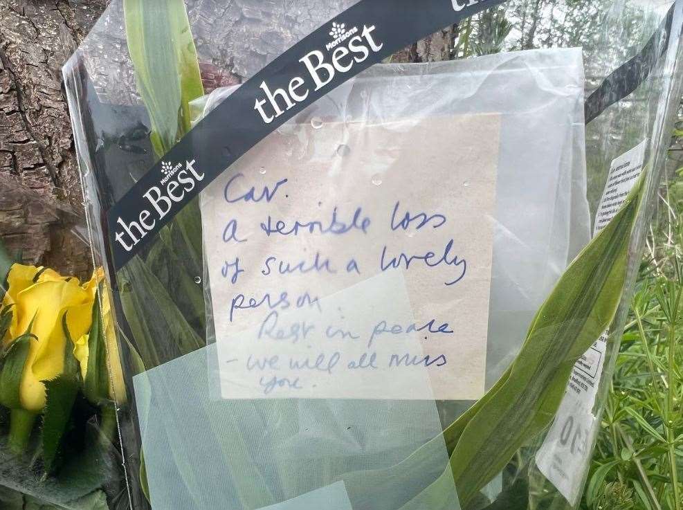 A tribute left for teenage cyclist Cavan in Lower Road, Teynham. Picture: Megan Carr